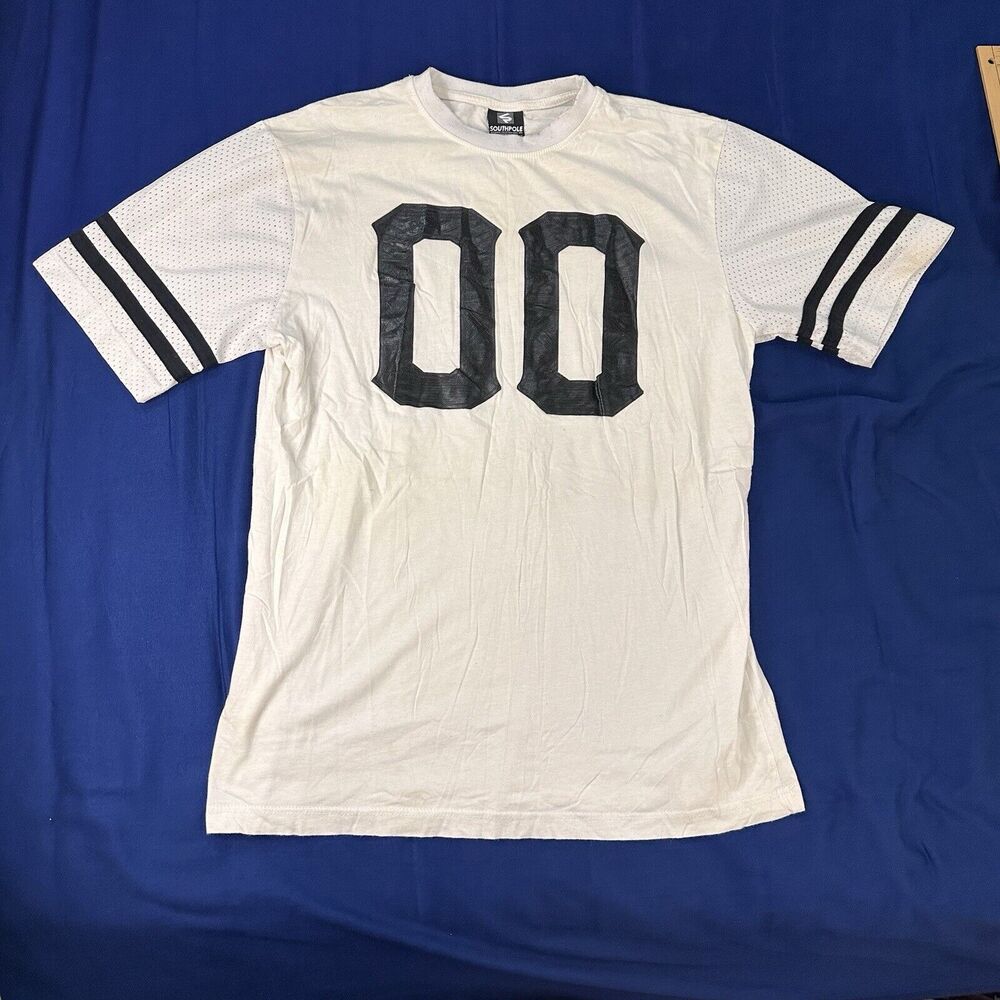 vintage southpole t shirt Jersey Size L Y2K White Black 00